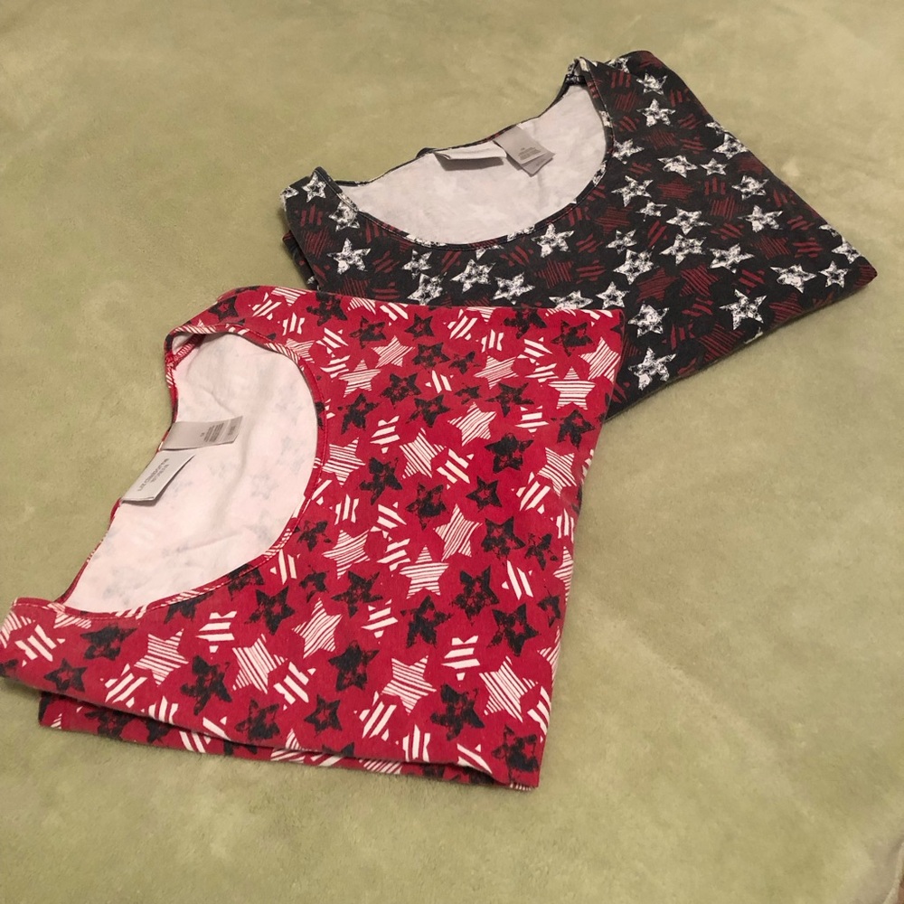 Liz Claiborne tees stars stripes bundle 2 shirts patriotic American holiday - Picture 4 of 14